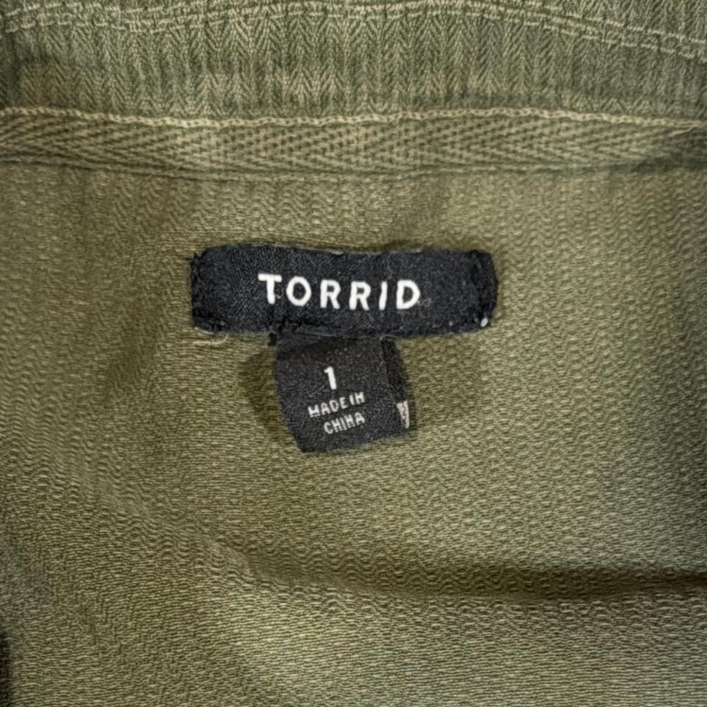 Y2K Vintage Torrid Embroidered 100% Cotton Utility Jacket | Olive Green | Size 1 - Picture 3 of 6